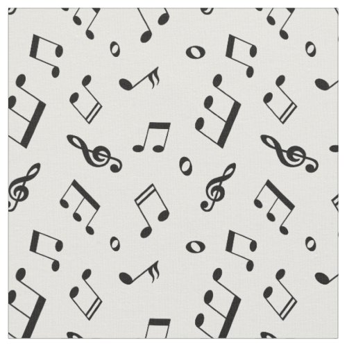 Black and White Music Notes Pattern Fabric Black and White Music Notes Pattern Fabric