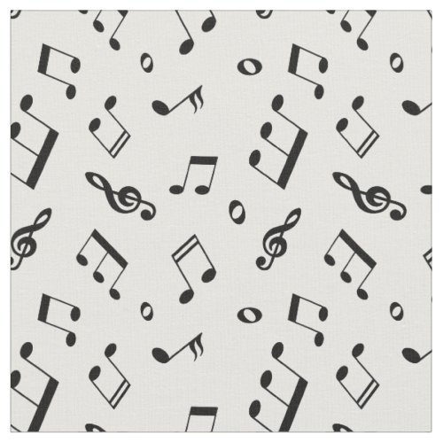 Black and White Music Notes Pattern Fabric