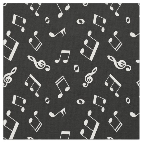 Black and White Music Notes Pattern Fabric
