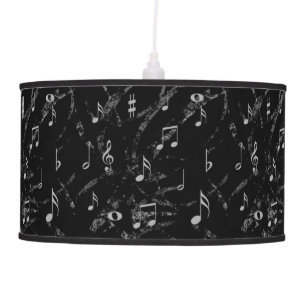 Black and White Music Notes Pattern Hanging Lamp