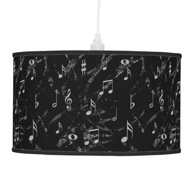 Black and White Music Notes Pattern Hanging Lamp (Front)