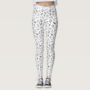 Black and White Music Notes Pattern Leggings