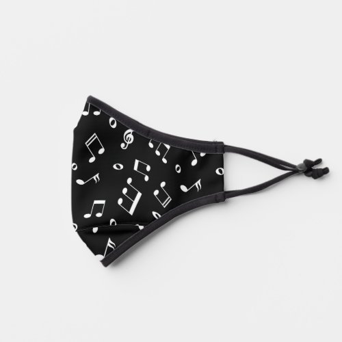 Black and White Music Notes Pattern Premium Face Mask
