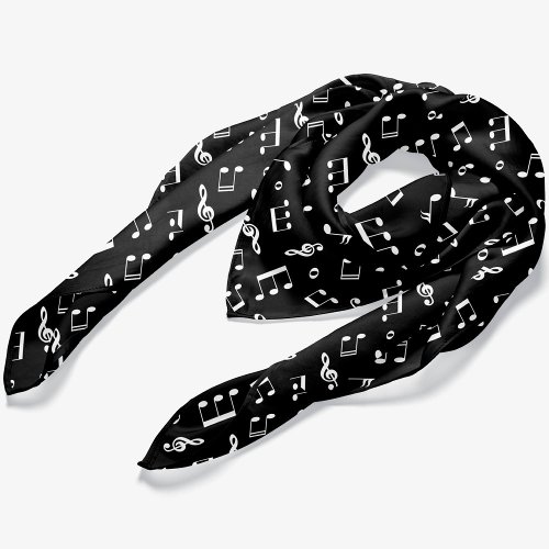 Black and White Music Notes Pattern Scarf