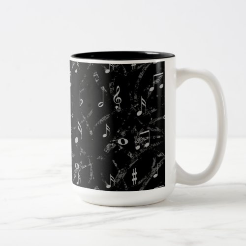 Black and White Music Notes Pattern Two_Tone Coffee Mug