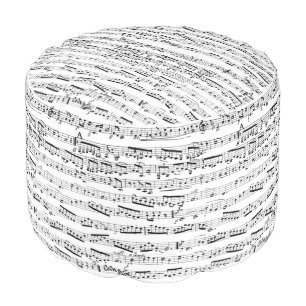 Black and white music notes pouf