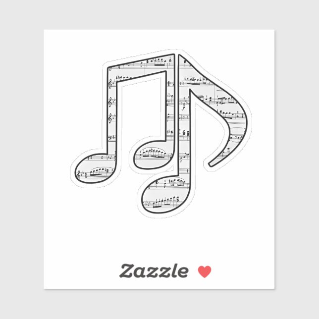 Black and White Music Notes Sticker (Sheet)