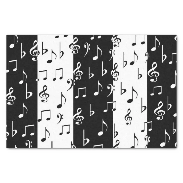 Black and White Music Notes Tissue Paper Zazzle
