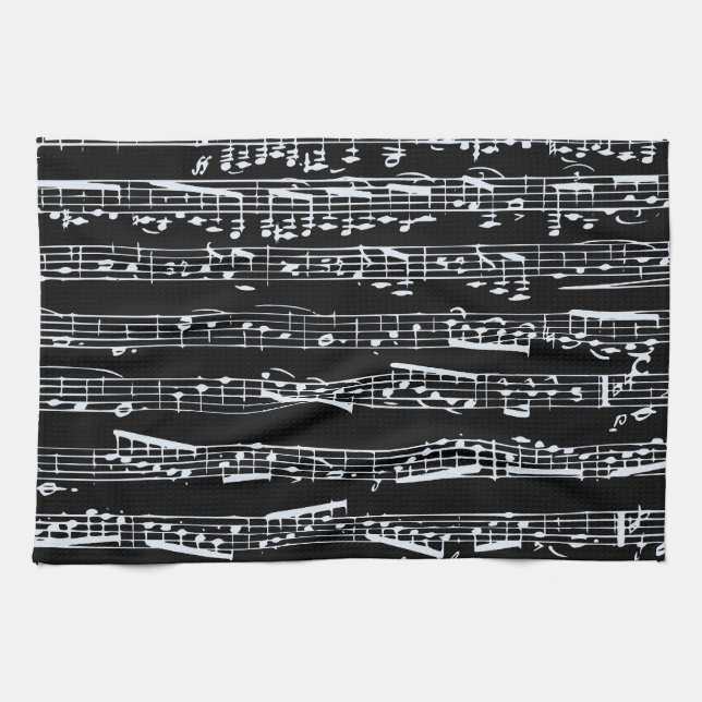 Black and white music notes towel (Horizontal)