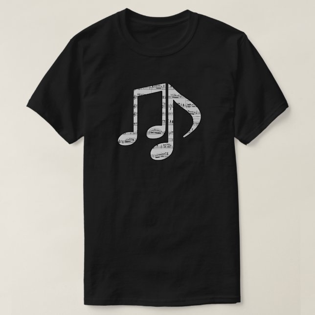 Black and White Music Notes Unisex T-Shirt (Design Front)