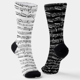 Black and White Music Socks - Mismatching Socks