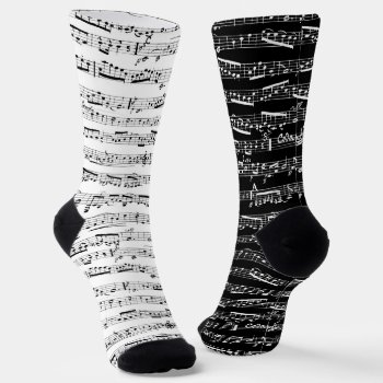 Black And White Music Socks - Mismatching Socks by inspirationzstore at Zazzle