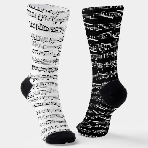 Black and White Music Socks _ Mismatching Socks