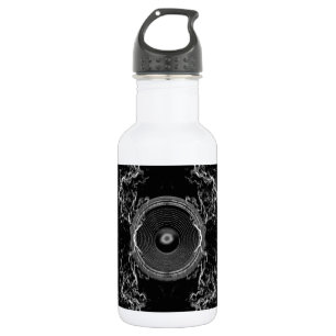 Black and white music speaker water bottle