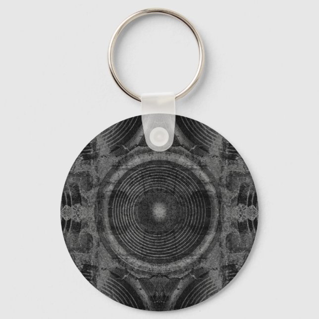 Black and white music speakers keychain (Front)