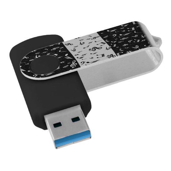 Black and white  music themed flash drive