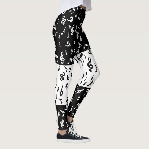 Black and white music themed leggings