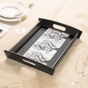 Black and White Music Treble Clef Tree Tray