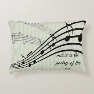 Black and White Music with Quote Accent Pillow