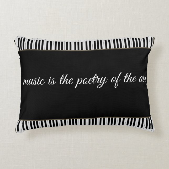 Black and White Music with Quote Accent Pillow (Front)