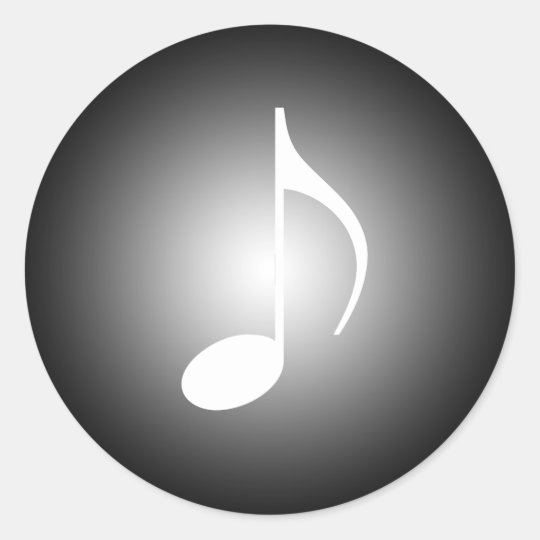 Black and White Musical 8th Note Classic Round Sticker