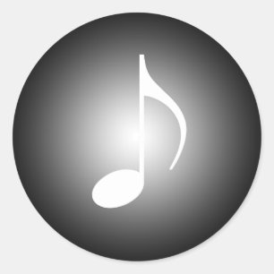 Black and White Musical 8th Note Classic Round Sticker