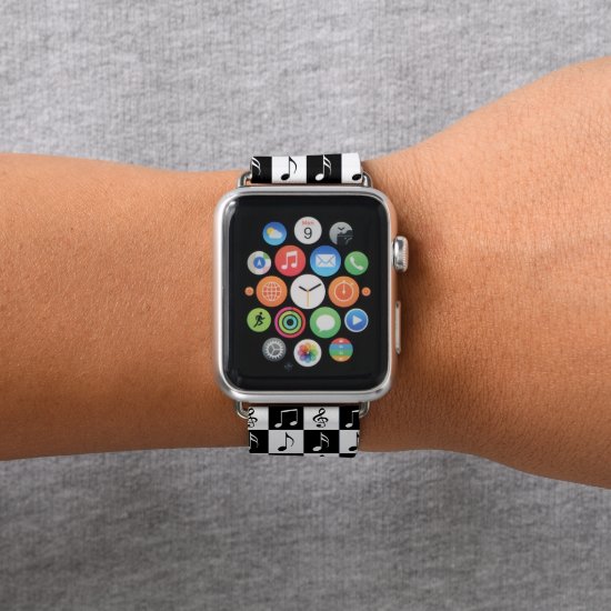 Black and White Musical Checker Apple Watch Band