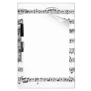 black and white musical composition dry erase board