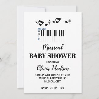 Black and White Musical Gender Neutral Baby Shower