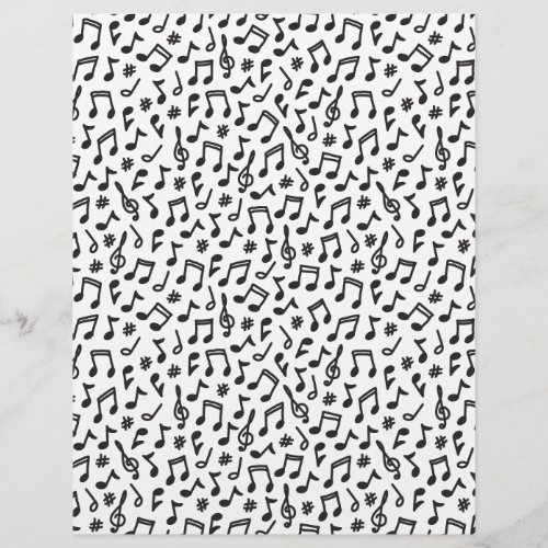 Black and white musical note music scrapbook paper