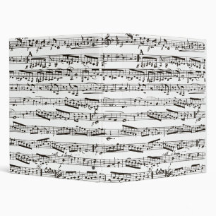 Black and white musical notes 3 ring binder
