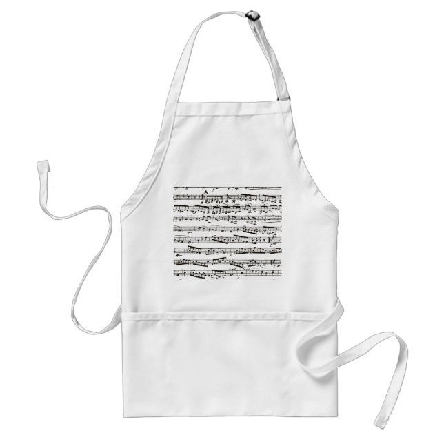 Black and white musical notes adult apron (Front)