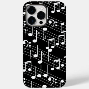 Black and White musical notes and staff lines Case-Mate iPhone 14 Pro Max Case