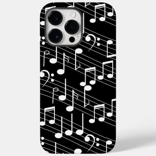 Black and White musical notes and staff lines Case_Mate iPhone 14 Pro Max Case
