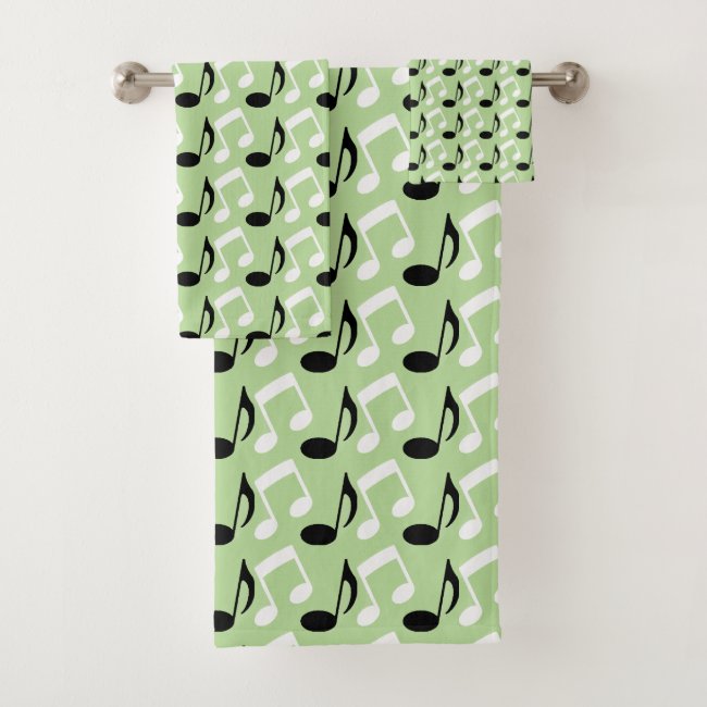Black and White Musical Notes Bath Towel Set
