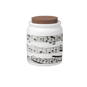 Black and white musical notes candy jar