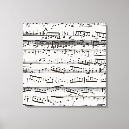 Black and white musical notes canvas print