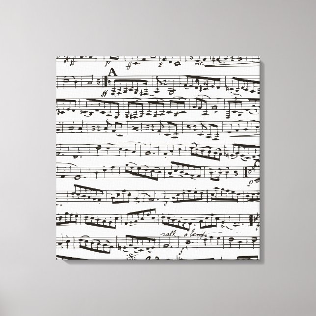 Black and white musical notes canvas print (Front)