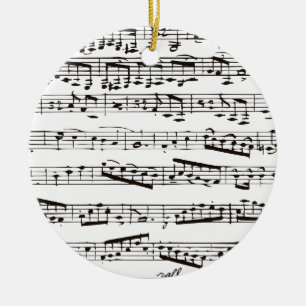 Black and white musical notes ceramic ornament