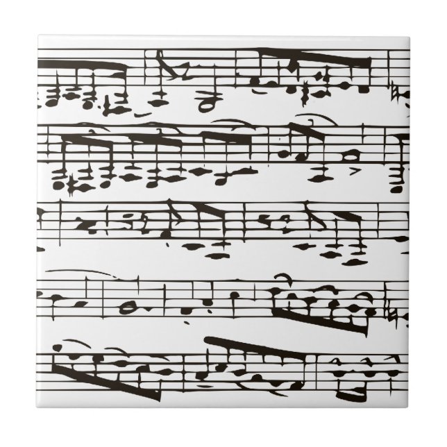 Black and white musical notes ceramic tile (Front)