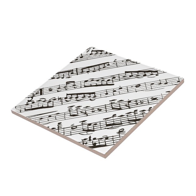 Black and white musical notes diagonal ceramic tile (Side)