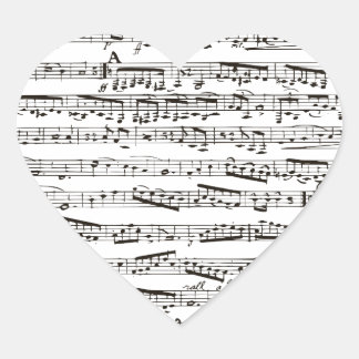 Black and white musical notes heart sticker
