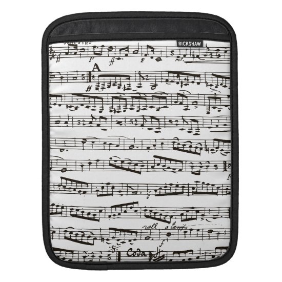 Black and white musical notes iPad sleeve