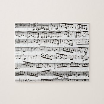 Black And White Musical Notes Jigsaw Puzzle by inspirationzstore at Zazzle