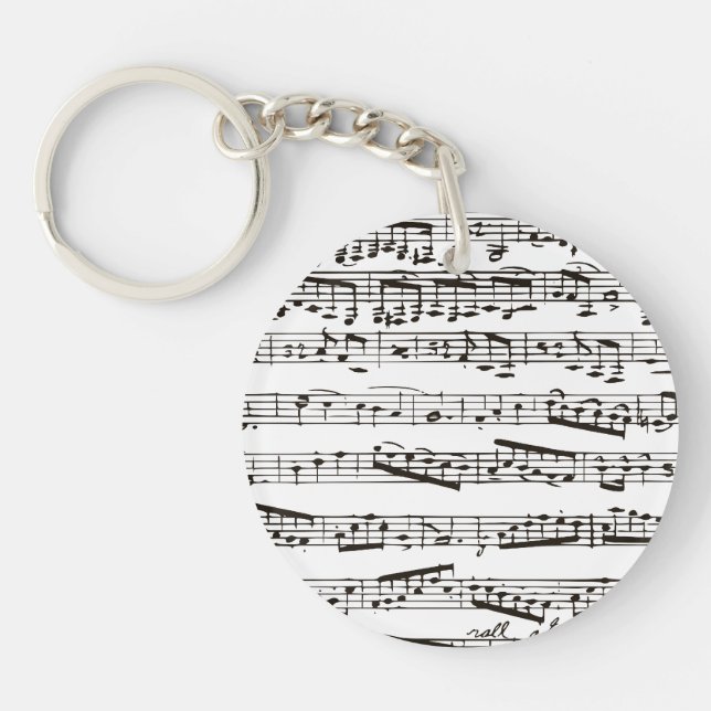 Black and white musical notes keychain (Front)