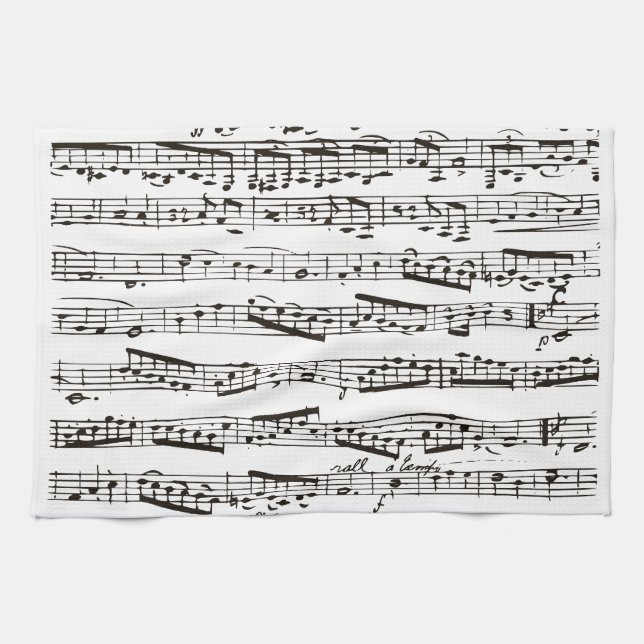 Black and white musical notes kitchen towel (Horizontal)