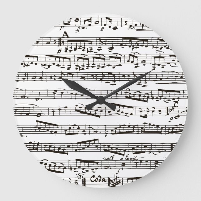 Black and white musical notes large clock (Front)