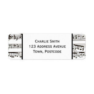 Black and white musical notes (Large text) Label