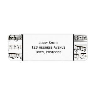 Black and white musical notes (Large text) Label