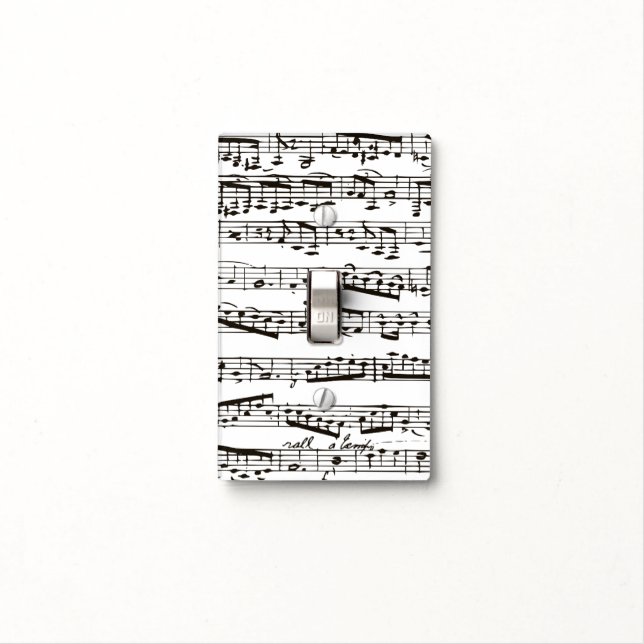 Black and white musical notes light switch cover (In Situ)